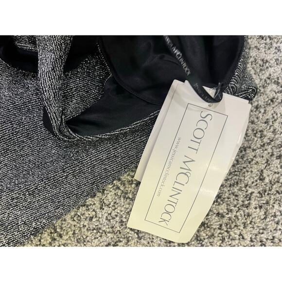 VINTAGE Scott McClintock Halter Millennium Ball Gown Sz 10 Metal Silvr/Black Y2K - Picture 6 of 14